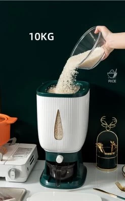 Deluqse Rijst Dispenser - Rijst Container - Grijs - Voedsel Dispenser - Rijst Opbergdoos - Rijst Bewaren - Rijst Opberg Container -Schoonmaakmiddelen 745x1200