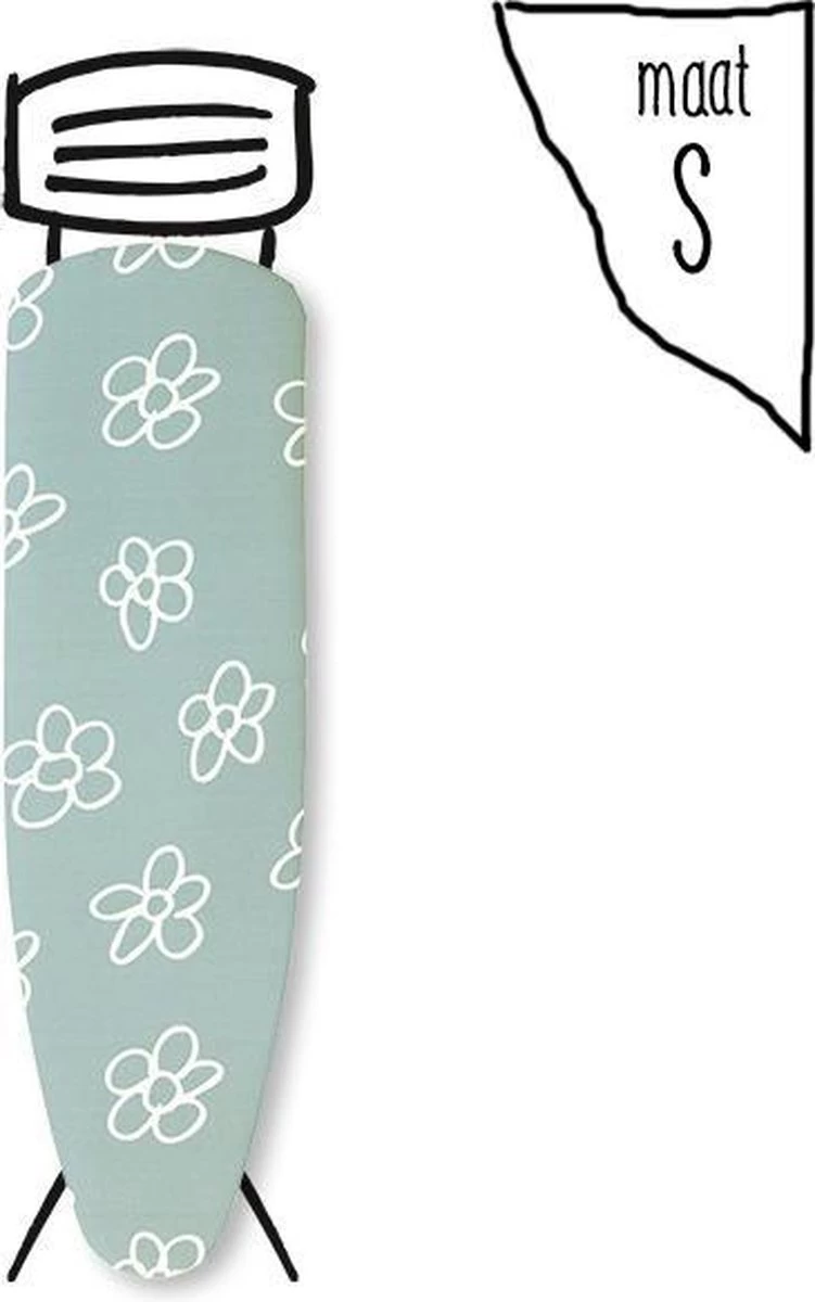 Strijkhoes Groen Met Witte Bloemen - Maat S 3 Strijkhoes Groen Met Witte Bloemen - Maat S