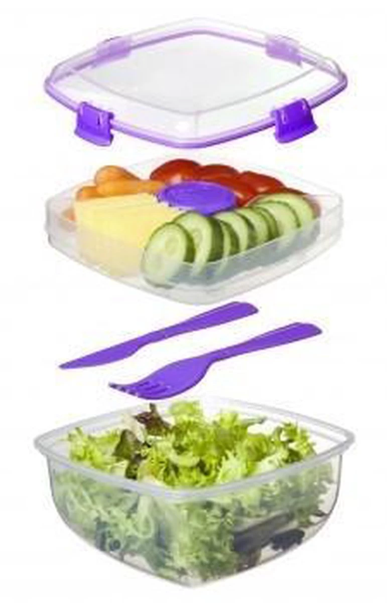 Sistema Salade Box Met Bestek - Geelgroen 6 Sistema Salade Box Met Bestek - Geelgroen - Afbeelding 4