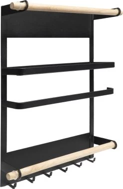 QUVIO Keukenrekje Van Metaal Magnetisch - Kruidenrek - Keuken Opbergrek Voor Kruiden, Handdoeken En Opscheplepels - Zwart