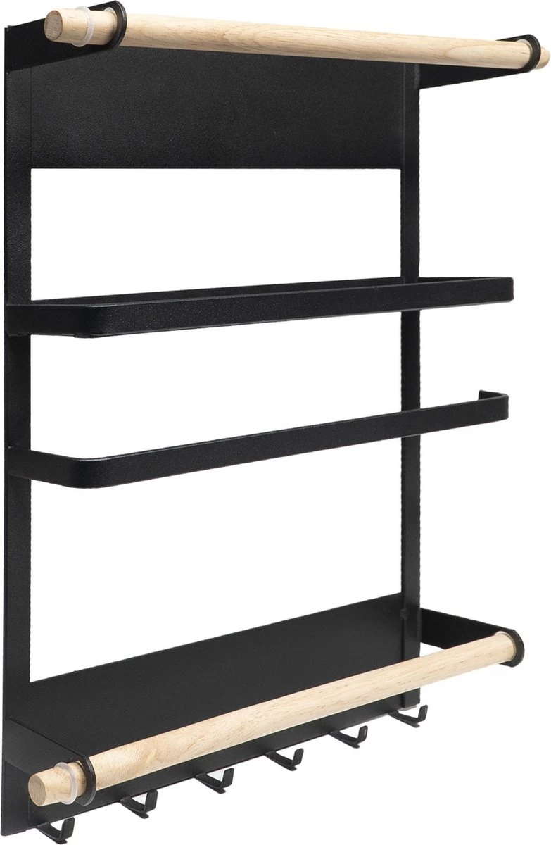 QUVIO Keukenrekje Van Metaal Magnetisch - Kruidenrek - Keuken Opbergrek Voor Kruiden, Handdoeken En Opscheplepels - Zwart 3 QUVIO Keukenrekje Van Metaal Magnetisch - Kruidenrek - Keuken Opbergrek Voor Kruiden, Handdoeken En Opscheplepels - Zwart