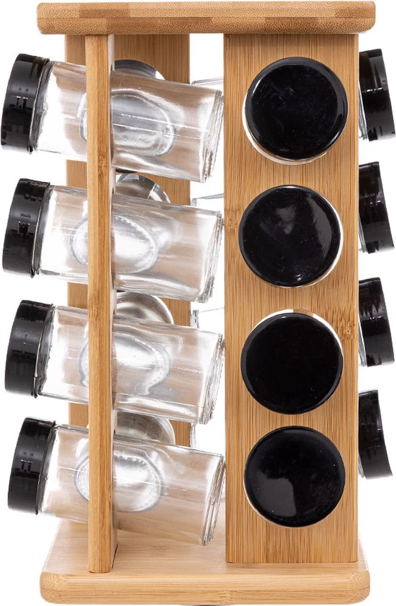 Kruidenrekje Met 16 Kruidenpotjes 29 Cm Van Bamboe - Keukenkruiden Potjes - Kruiden Bewaren 4 Kruidenrekje Met 16 Kruidenpotjes 29 Cm Van Bamboe - Keukenkruiden Potjes - Kruiden Bewaren - Afbeelding 2