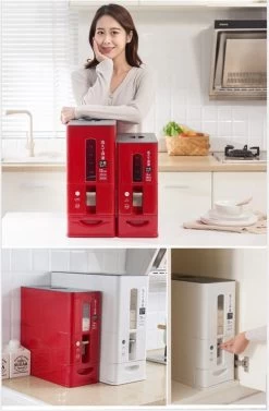 Merkloos TDR-Japans Rijst/Granen Container/Dispenser/ Opbergdoos - 6KG Inhoud - Wit -Schoonmaakmiddelen 787x1200