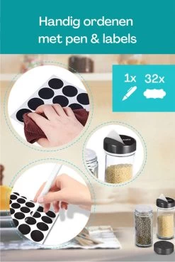 TidyHome Kruidenrek Draaibaar - Kruidenpotjes - Kruiden Carrousel - 20 Kruidenpotjes - Zwart - RVS - Draaibaar - Aanrecht Organizer - Inclusief Labels, Pen En Trechter - Keuken Organizer -Schoonmaakmiddelen 803x1200 4