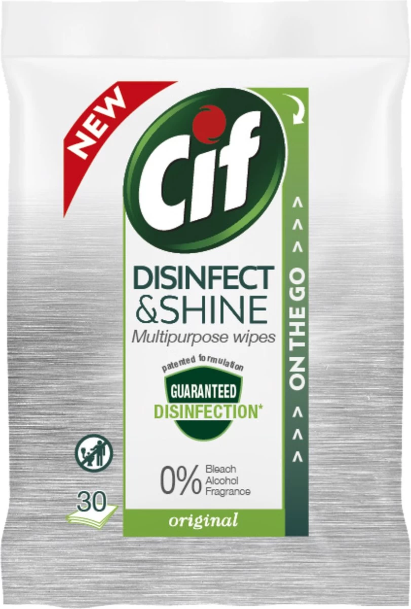 Cif Disinfect & Shine Wipes Original Desinfectie Schoonmaakdoekjes - 12 X 30 Doekjes - Voordeelverpakking 16 Cif Disinfect & Shine Wipes Original Desinfectie Schoonmaakdoekjes - 12 X 30 Doekjes - Voordeelverpakking - Afbeelding 14