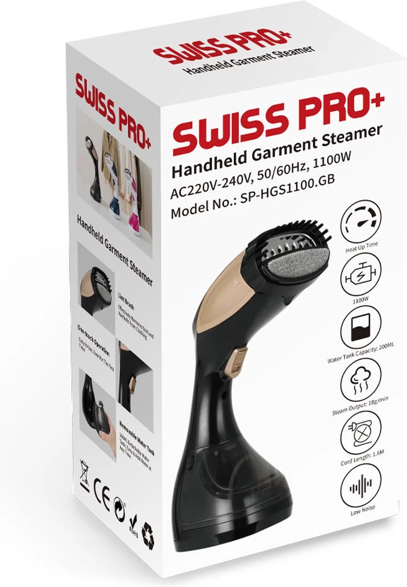 Swiss Pro+ Kledingstomer - Handstomer Kleding - Stoomreiniger Stoomapparaat Kleding - Garment Steamer Kleding Stomer - Zwart Goud 8 Swiss Pro+ Kledingstomer - Handstomer Kleding - Stoomreiniger Stoomapparaat Kleding - Garment Steamer Kleding Stomer - Zwart Goud - Afbeelding 6