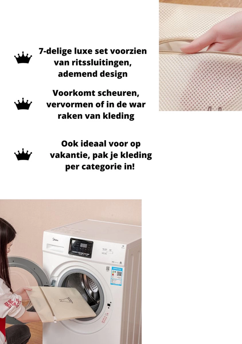 V&P Black Crown Waszakken Set Met Rits - Wasnet - Waszak - Waszakken Set Van 7 Voor Wasgoed - Waszakje Lingerie - Waszak Bh - Divers Delicaat Wasgoed - Wasnet Groot - Wasmachine Zakjes - Laundry Bag Set 4 V&P Black Crown Waszakken Set Met Rits - Wasnet - Waszak - Waszakken Set Van 7 Voor Wasgoed - Waszakje Lingerie - Waszak Bh - Divers Delicaat Wasgoed - Wasnet Groot - Wasmachine Zakjes - Laundry Bag Set - Afbeelding 2