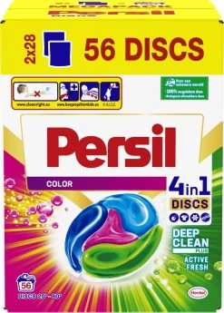 Persil® Persil 4in1 Discs Color Wascapsules - Wasmiddel Capsules - Voordeelverpakking - 2x28 Wasbeurten -Schoonmaakmiddelen 858x1200