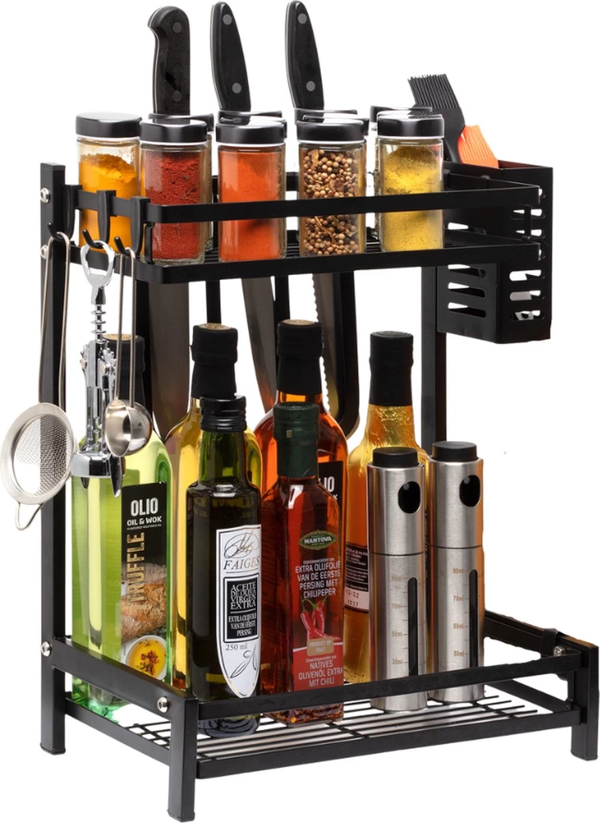 Pazzo Goods - Keuken Organizer - Keukenrek - Zwart - Metaal - 2 Laags - Multifunctioneel - Zwart - 7 Pazzo Goods - Keuken Organizer - Keukenrek - Zwart - Metaal - 2 Laags - Multifunctioneel - Zwart - - Afbeelding 5