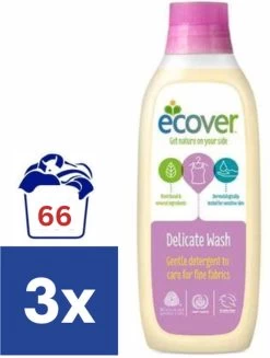 Ecover Waterlelie & Groene Meloen Delicate Wol Wasmiddel - 3 X 1 L (66 Wasbeurten)