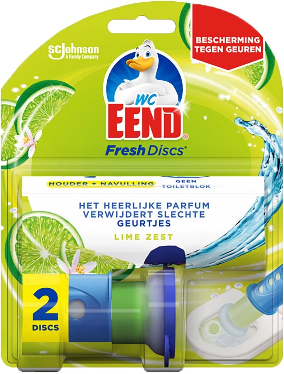 WC Eend Houder Fresh Discs Lime Zest + 3 X 6 Discs Navulling 5 WC Eend Houder Fresh Discs Lime Zest + 3 X 6 Discs Navulling - Afbeelding 3
