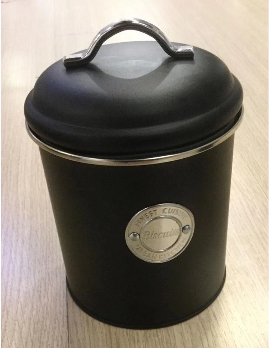 Merkloos Zwarte Koektrommel/voorraadblik 18 Cm - Koekjes/koek Bewaren - Voorraadblikken/koekblikken/koektrommels 3 Merkloos Zwarte Koektrommel/voorraadblik 18 Cm - Koekjes/koek Bewaren - Voorraadblikken/koekblikken/koektrommels