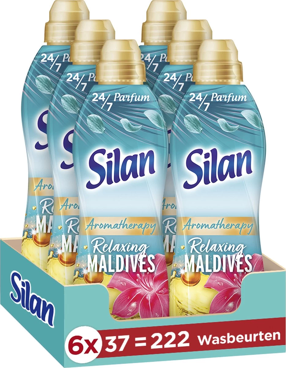 Silan Aroma Therapy Relaxing Maldives Wasverzachter - 6 X 37 Wasbeurten - Voordeelverpakking 3 Silan Aroma Therapy Relaxing Maldives Wasverzachter - 6 X 37 Wasbeurten - Voordeelverpakking