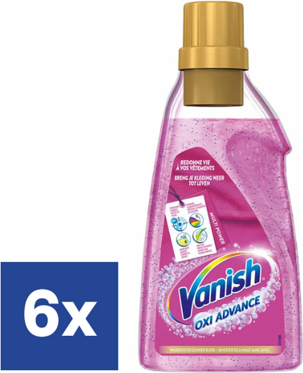 Vanish Oxi Advance Multicolor Power Gel - Voor Gekleurde En Witte Was - 750 ML X6 3 Vanish Oxi Advance Multicolor Power Gel - Voor Gekleurde En Witte Was - 750 ML X6