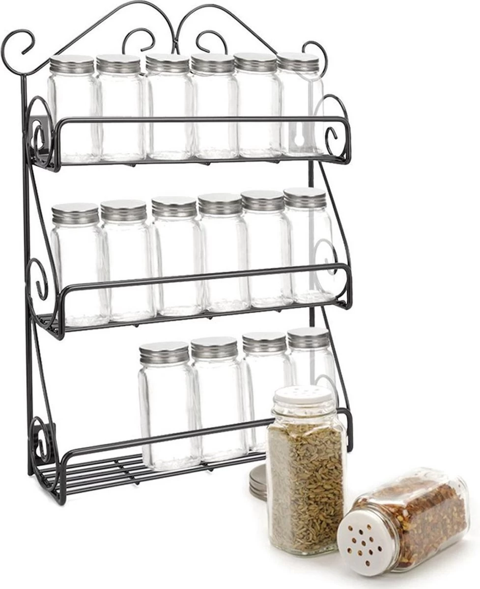 KitchenBrothers Kruidenrek - Staand En Ophangbaar - Voor 21 Potjes - 3 Laags - Metaal 3 KitchenBrothers Kruidenrek - Staand En Ophangbaar - Voor 21 Potjes - 3 Laags - Metaal