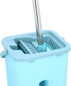 Alpina Platte Mop Met Emmer - Incl. 2 Microvezeldoeken - Voor Harde Vloeren - 360° Draaibaar -Schoonmaakmiddelen 989x1200