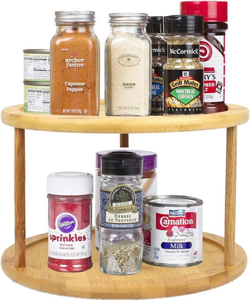 Merkloos Decopatent® Kruidenrek / Fruitschaal Bamboe - Rond - Kruiden Carrousel - Draaibaar - Staand Bamboe Specerijenrek Draaiplateau - Fruitrek 6 Merkloos Decopatent® Kruidenrek / Fruitschaal Bamboe - Rond - Kruiden Carrousel - Draaibaar - Staand Bamboe Specerijenrek Draaiplateau - Fruitrek - Afbeelding 4